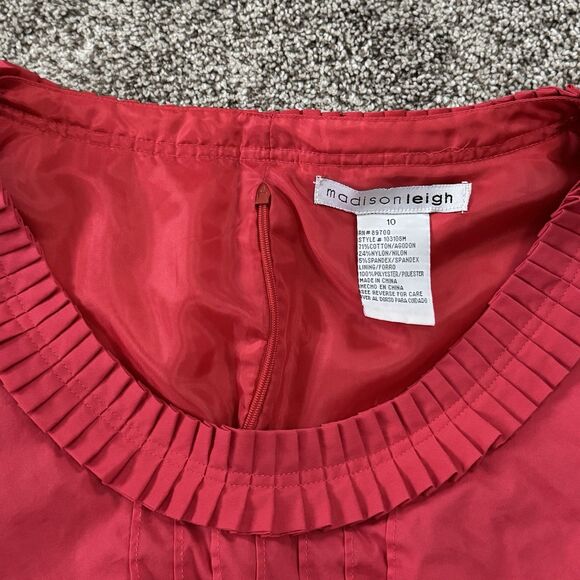 Madison Leigh Pleated Gathered Coral Lined Sleeveless Dress Size 10 - Picture 4 of 13